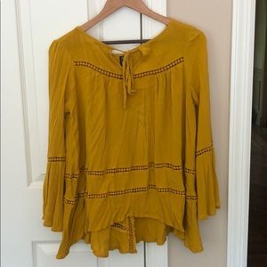 Design Lab Mustard Flowy Blouse